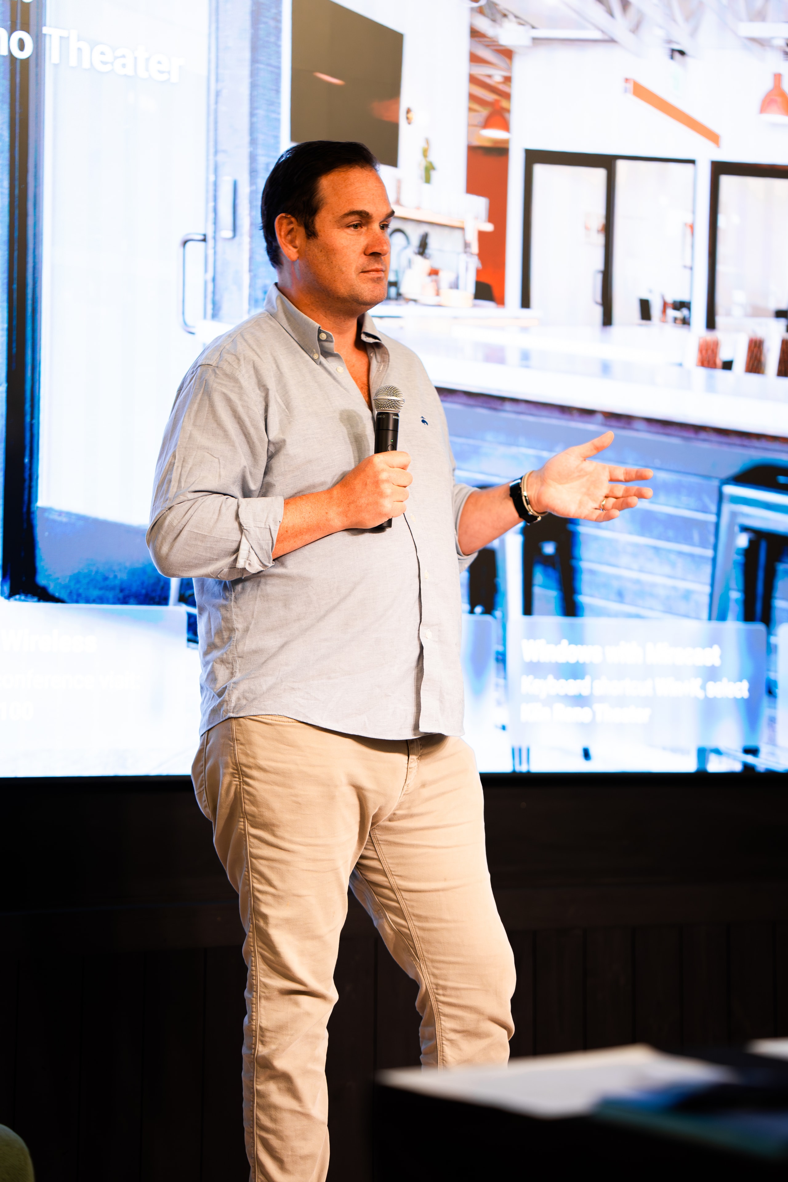 Kevin presenting to the group at the Reno Theater venue